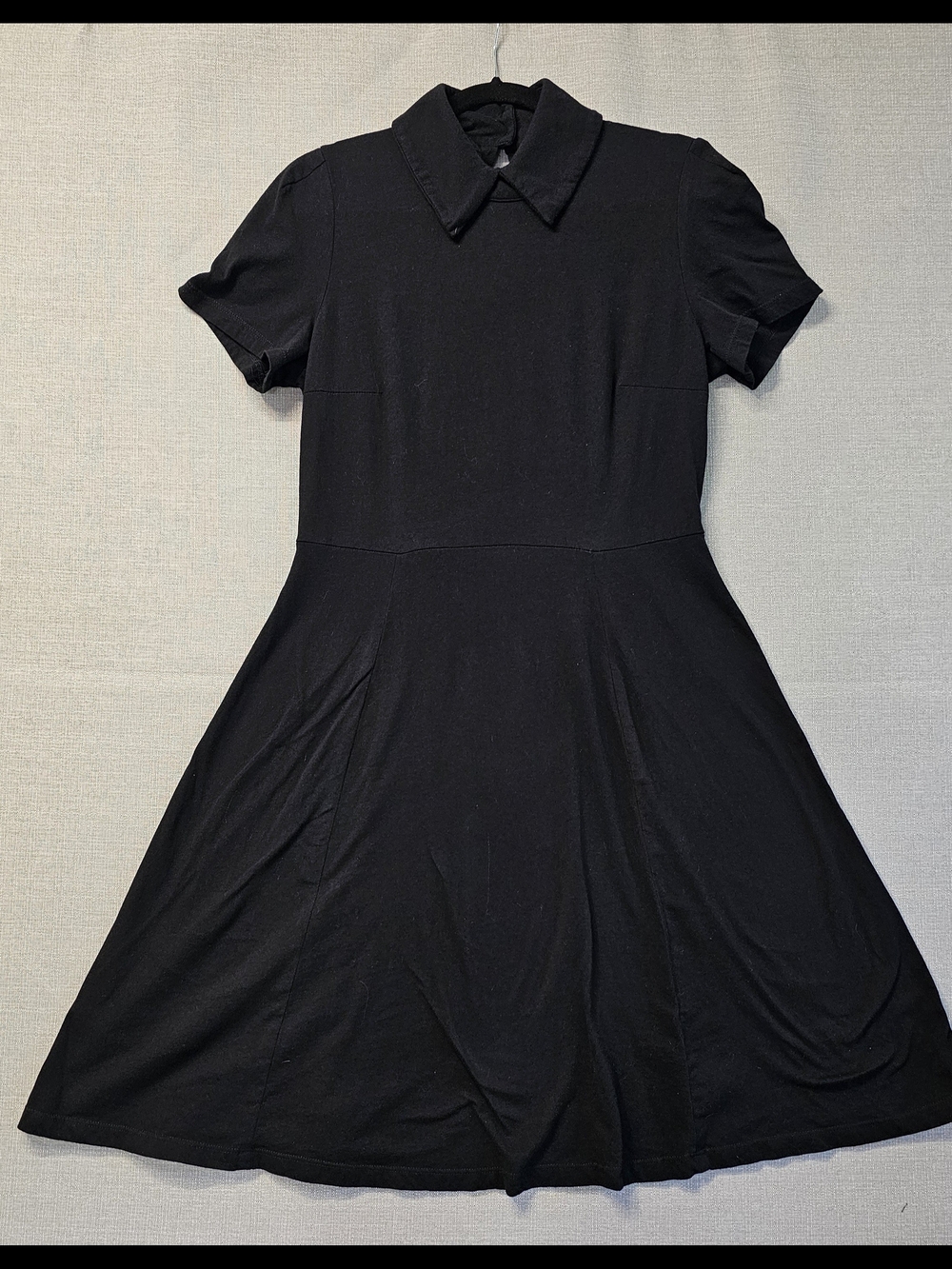 DEANDRI Black Collar Short Sleeve Short Dress XL